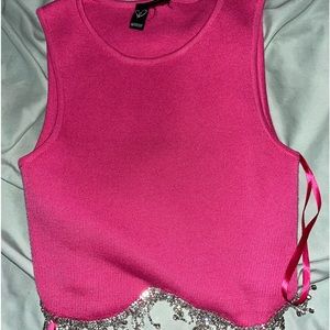 pink cropped jemmed tank - windsor